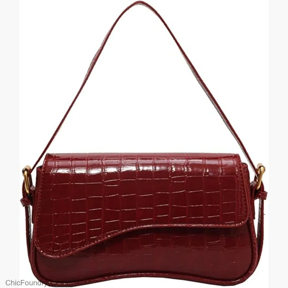 Vegan Leather Hobo Bag Crossbody Shoulder Purse Adjustable Strap Retro